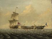 Thomas Baines Action between HMS oil painting